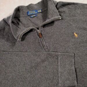 Polo Ralph Lauren Estate Rib 1/4‎ Zip Men's Size 4XB Pullover Sweater Grey Pony